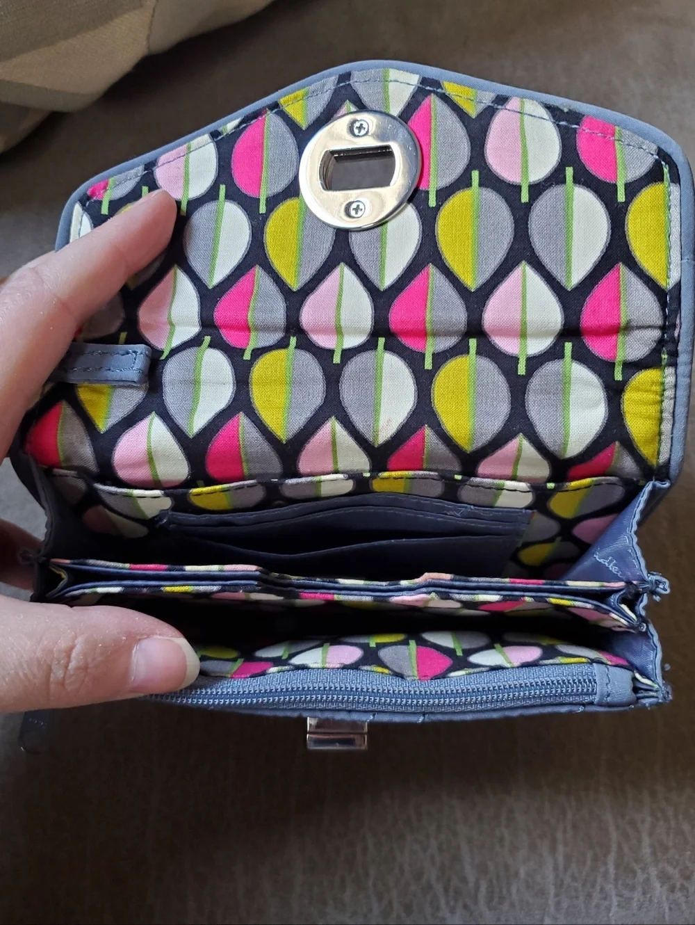 Vera Bradley Quilted Wristlet Clutch Wallet In Shadow Grey